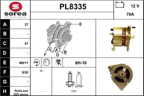 SNRA PL8335 - Генератор autospares.lv