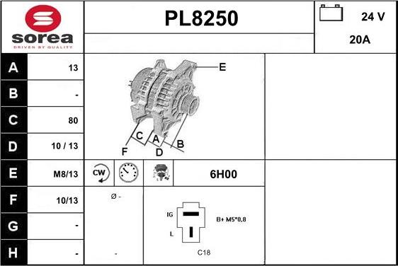 SNRA PL8250 - Генератор autospares.lv