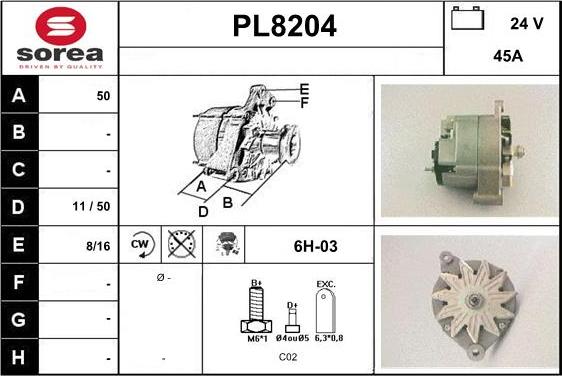 SNRA PL8204 - Генератор autospares.lv