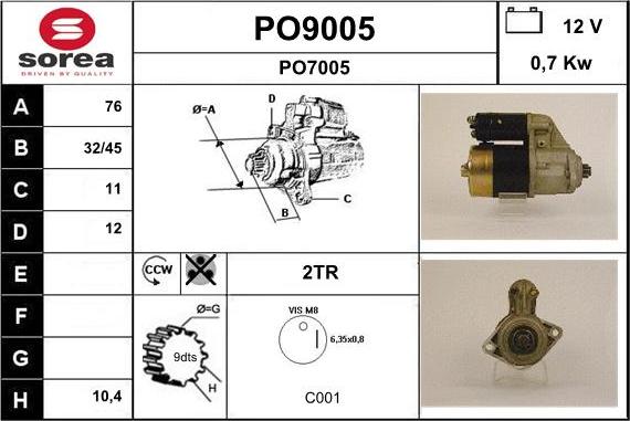 SNRA PO9005 - Стартер autospares.lv