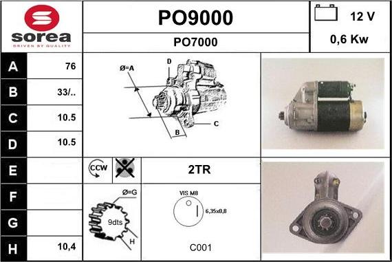 SNRA PO9000 - Стартер autospares.lv