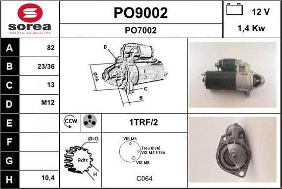 SNRA PO9002 - Стартер autospares.lv