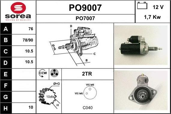 SNRA PO9007 - Стартер autospares.lv