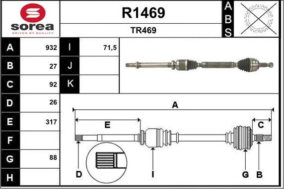 SNRA R1469 - Приводной вал autospares.lv