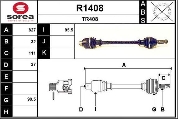 SNRA R1408 - Приводной вал autospares.lv