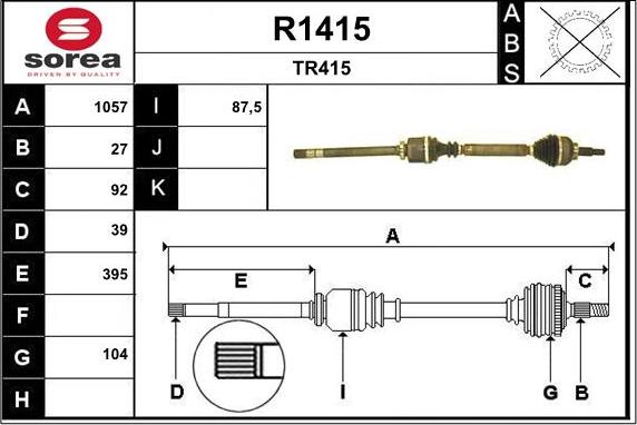 SNRA R1415 - Приводной вал autospares.lv