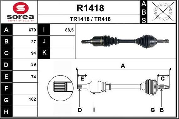 SNRA R1418 - Приводной вал autospares.lv