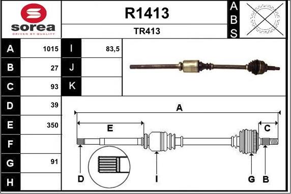 SNRA R1413 - Приводной вал autospares.lv