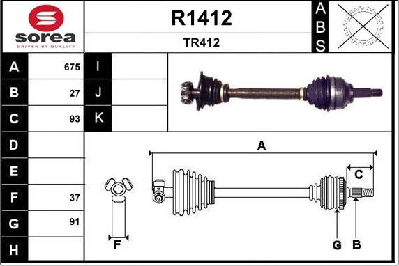 SNRA R1412 - Приводной вал autospares.lv