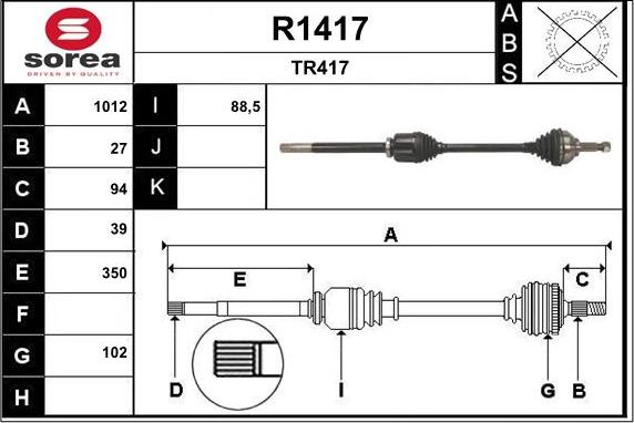 SNRA R1417 - Приводной вал autospares.lv