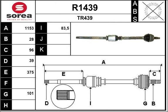 SNRA R1439 - Приводной вал autospares.lv