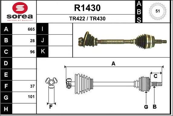 SNRA R1430 - Приводной вал autospares.lv