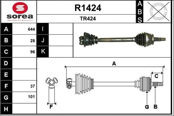 SNRA R1424 - Приводной вал autospares.lv