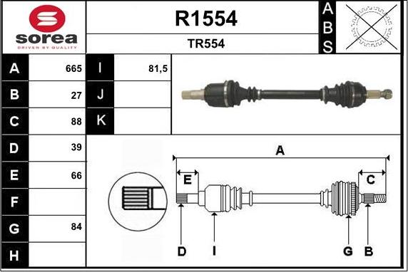 SNRA R1554 - Приводной вал autospares.lv