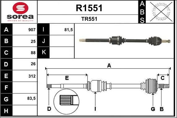 SNRA R1551 - Приводной вал autospares.lv