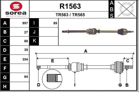 SNRA R1563 - Приводной вал autospares.lv