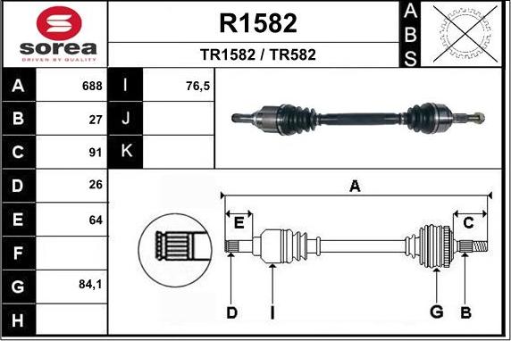 SNRA R1582 - Приводной вал autospares.lv