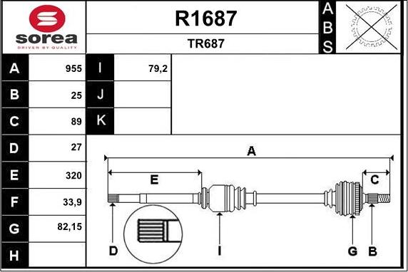 SNRA R1687 - Приводной вал autospares.lv