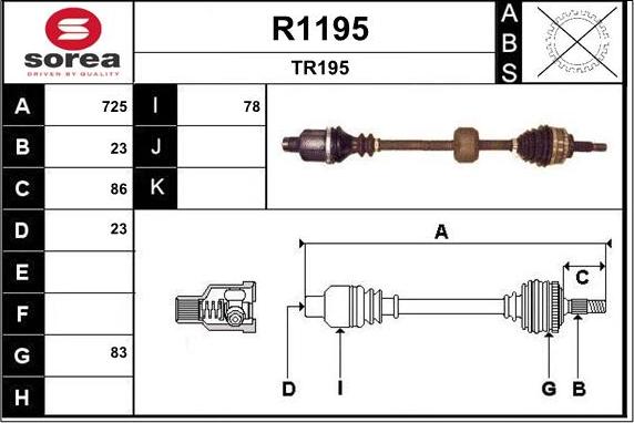 SNRA R1195 - Приводной вал autospares.lv