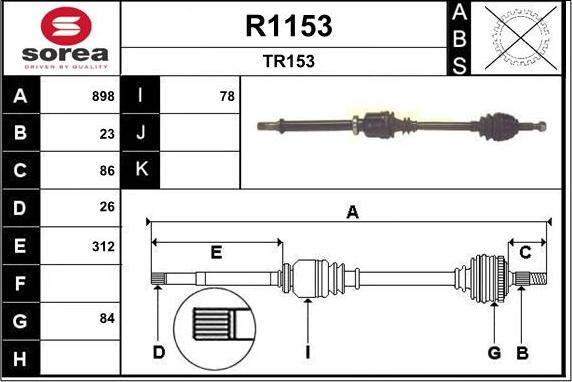 SNRA R1153 - Приводной вал autospares.lv