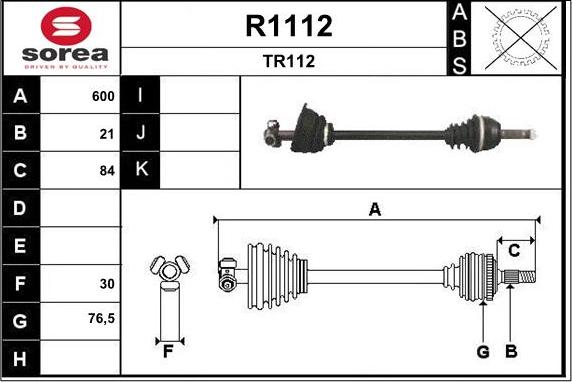 SNRA R1112 - Приводной вал autospares.lv