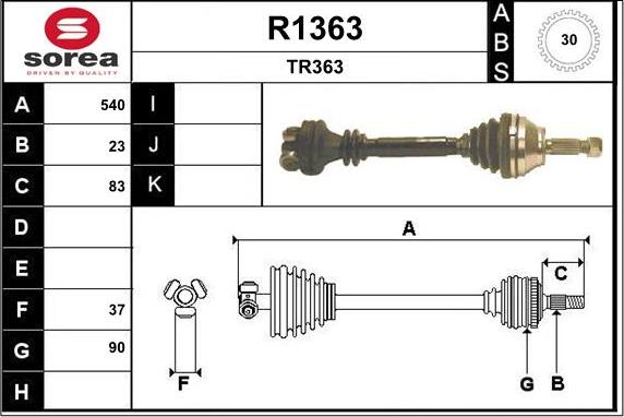 SNRA R1363 - Приводной вал autospares.lv