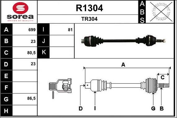 SNRA R1304 - Приводной вал autospares.lv