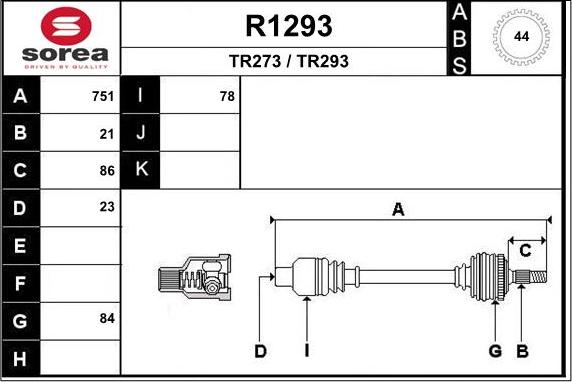 SNRA R1293 - Приводной вал autospares.lv