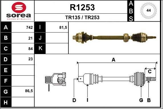 SNRA R1253 - Приводной вал autospares.lv