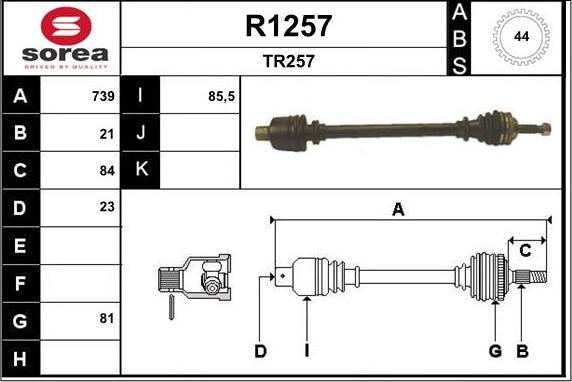 SNRA R1257 - Приводной вал autospares.lv