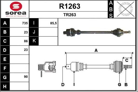 SNRA R1263 - Приводной вал autospares.lv