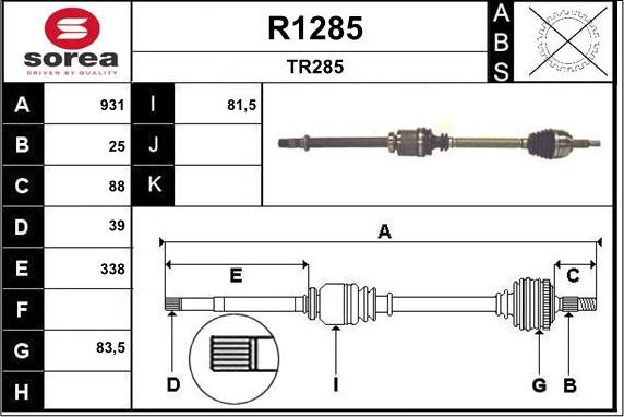 SNRA R1285 - Приводной вал autospares.lv