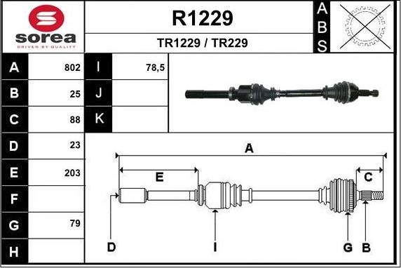 SNRA R1229 - Приводной вал autospares.lv