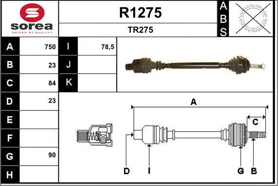 SNRA R1275 - Приводной вал autospares.lv