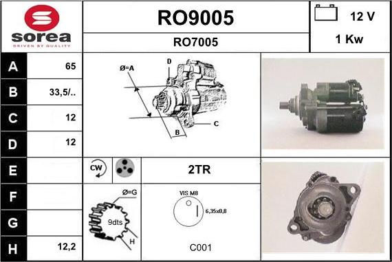 SNRA RO9005 - Стартер autospares.lv
