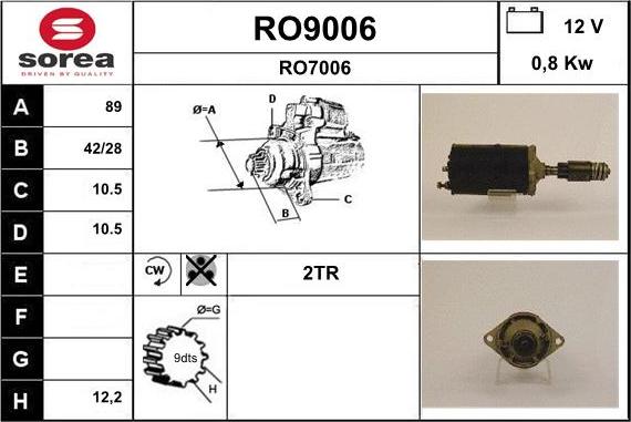 SNRA RO9006 - Стартер autospares.lv