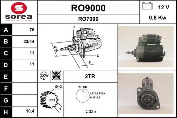 SNRA RO9000 - Стартер autospares.lv