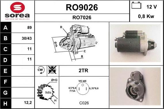 SNRA RO9026 - Стартер autospares.lv