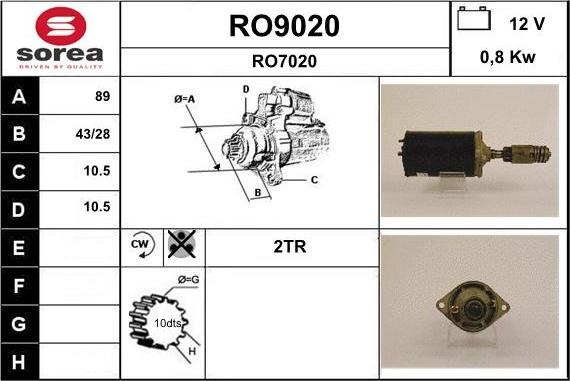 SNRA RO9020 - Стартер autospares.lv