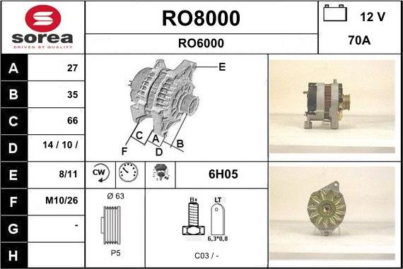 SNRA RO8000 - Генератор autospares.lv