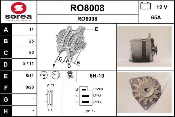SNRA RO8008 - Генератор autospares.lv