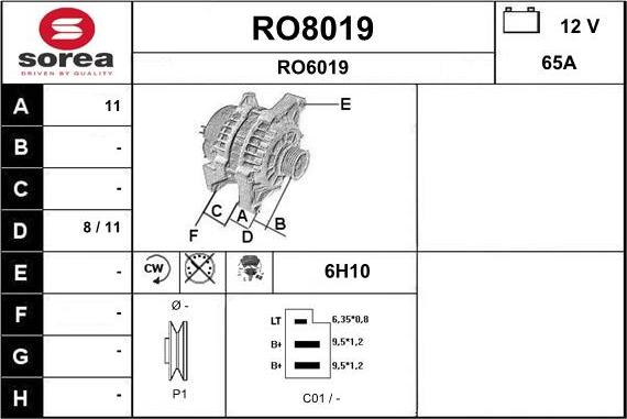 SNRA RO8019 - Генератор autospares.lv