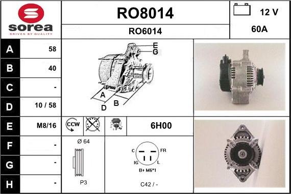 SNRA RO8014 - Генератор autospares.lv