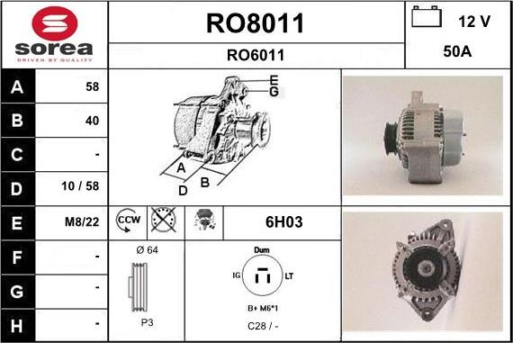 SNRA RO8011 - Генератор autospares.lv