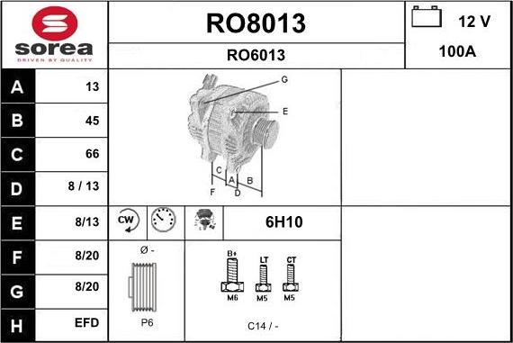 SNRA RO8013 - Генератор autospares.lv