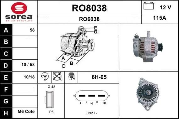 SNRA RO8038 - Генератор autospares.lv