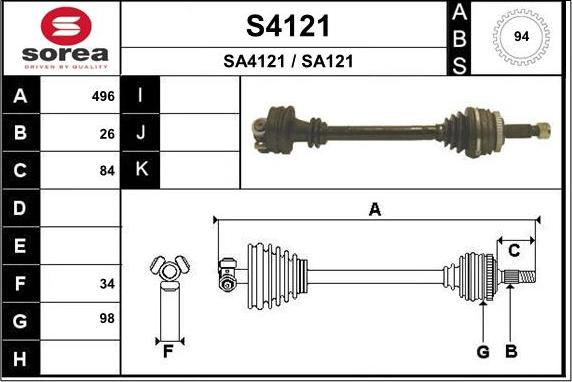 SNRA S4121 - Приводной вал autospares.lv