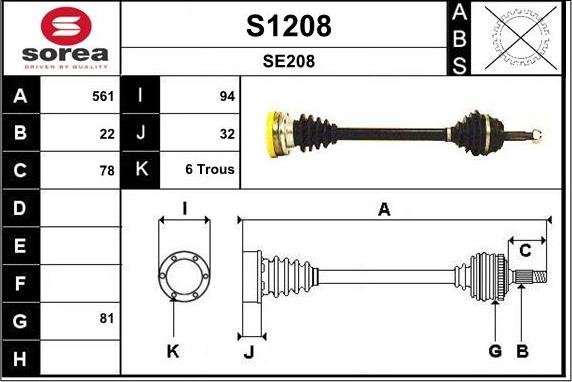 SNRA S1208 - Приводной вал autospares.lv