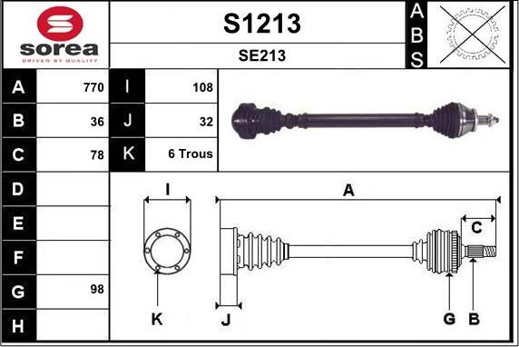 SNRA S1213 - Приводной вал autospares.lv