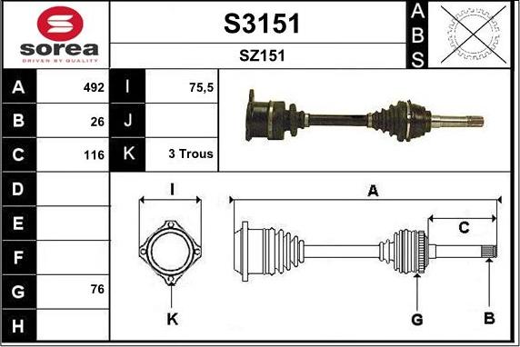 SNRA S3151 - Приводной вал autospares.lv